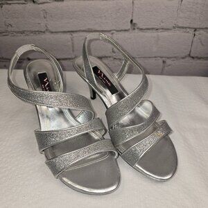 NINA NOLGA PEWTER BABY GILT SHOES WOMENS HELLE STAPPY SANDAL SIZE 7
